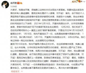 ​徐开骋回应劈腿：自责没能保护好天爱 向娜扎道歉