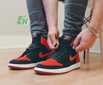 ​air jordan 1 flyknit banned上脚怎么样？aj1编织款毛线鞋上脚效果